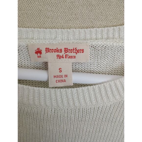 Brooks Brothers Red Fleece Label Sweater Women Small White Blue Colorblock Linen - Picture 3 of 6